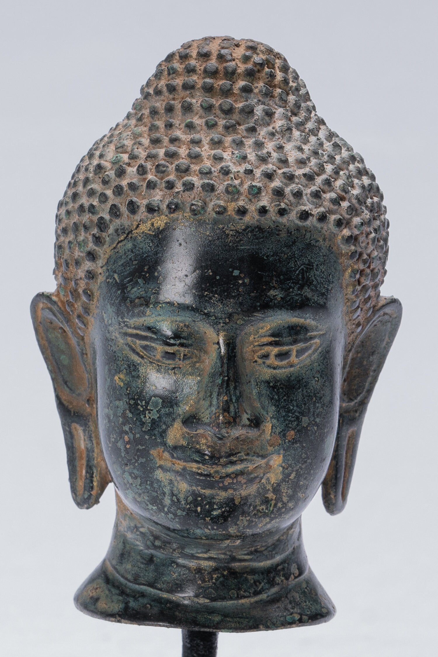 Statua Buddha - Statua della testa di bronzo di bronzo di bronzo di bronzo thailandese - 15,5 cm/6 "