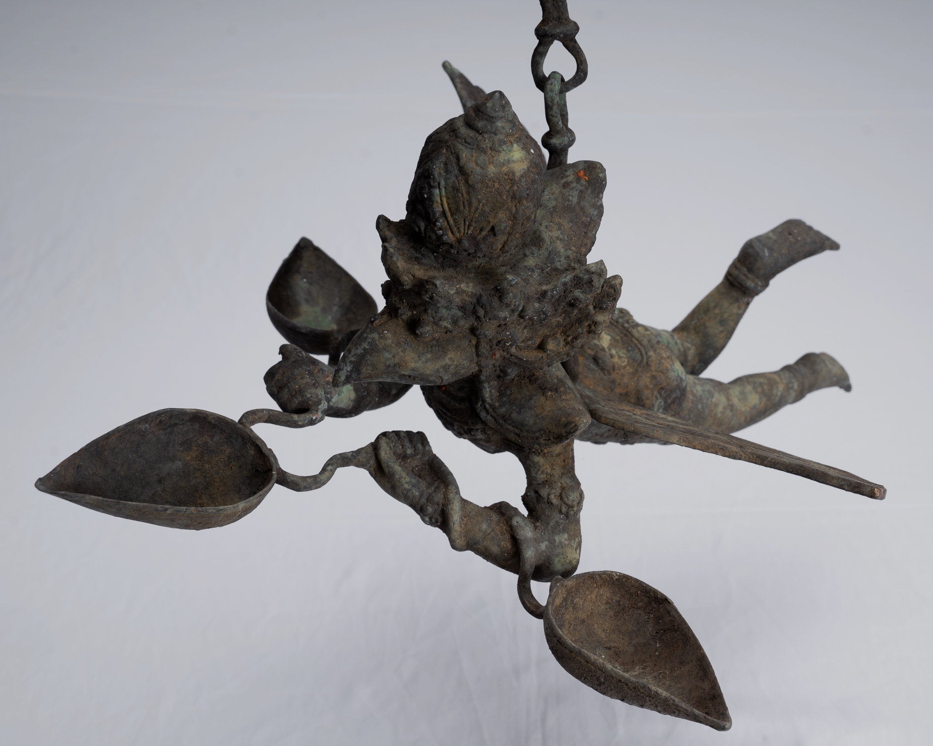 Antique in stile indonesiano sospeso bronzo majapahit garuda statua - 35cm/14 "