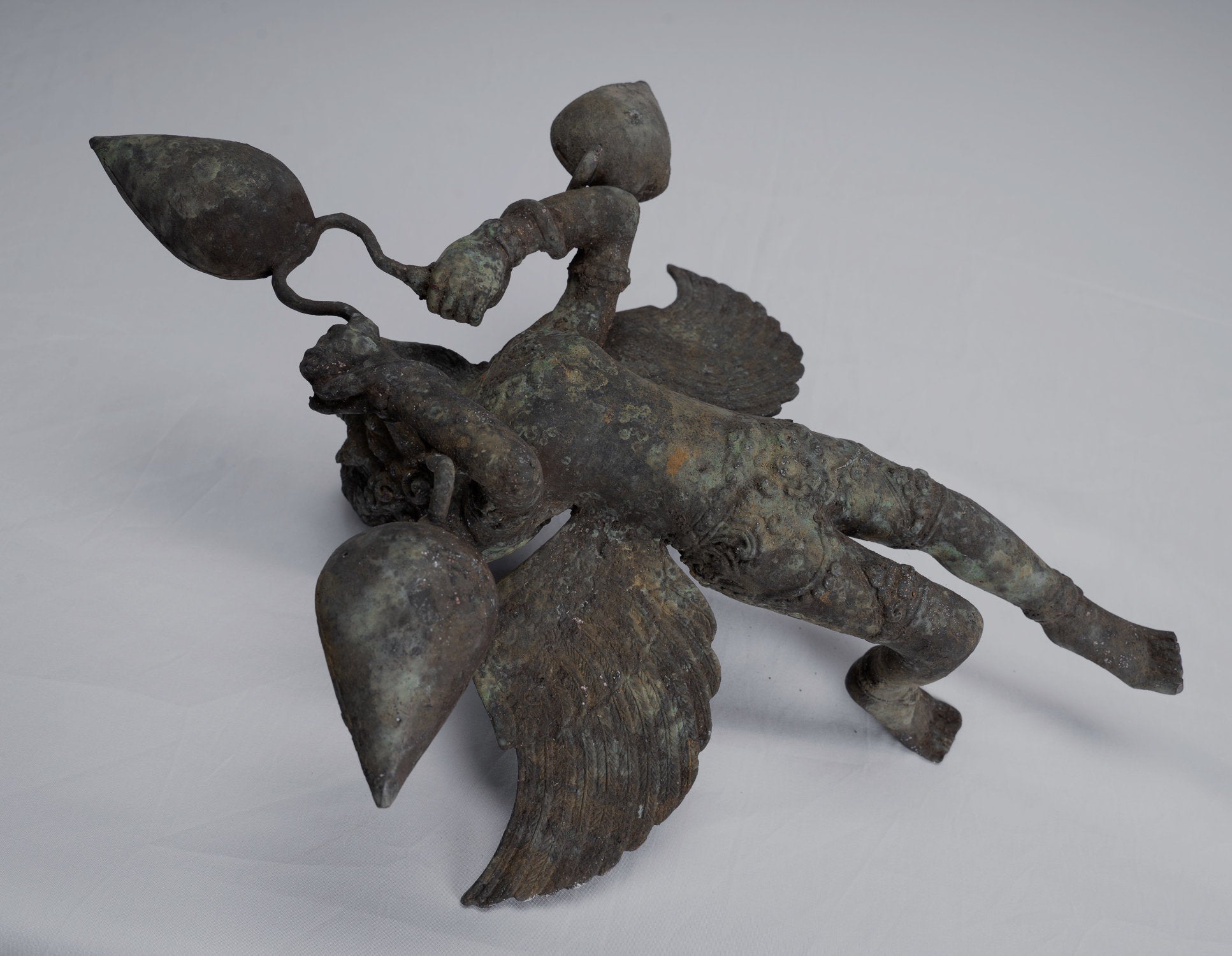 Antique in stile indonesiano sospeso bronzo majapahit garuda statua - 35cm/14 "