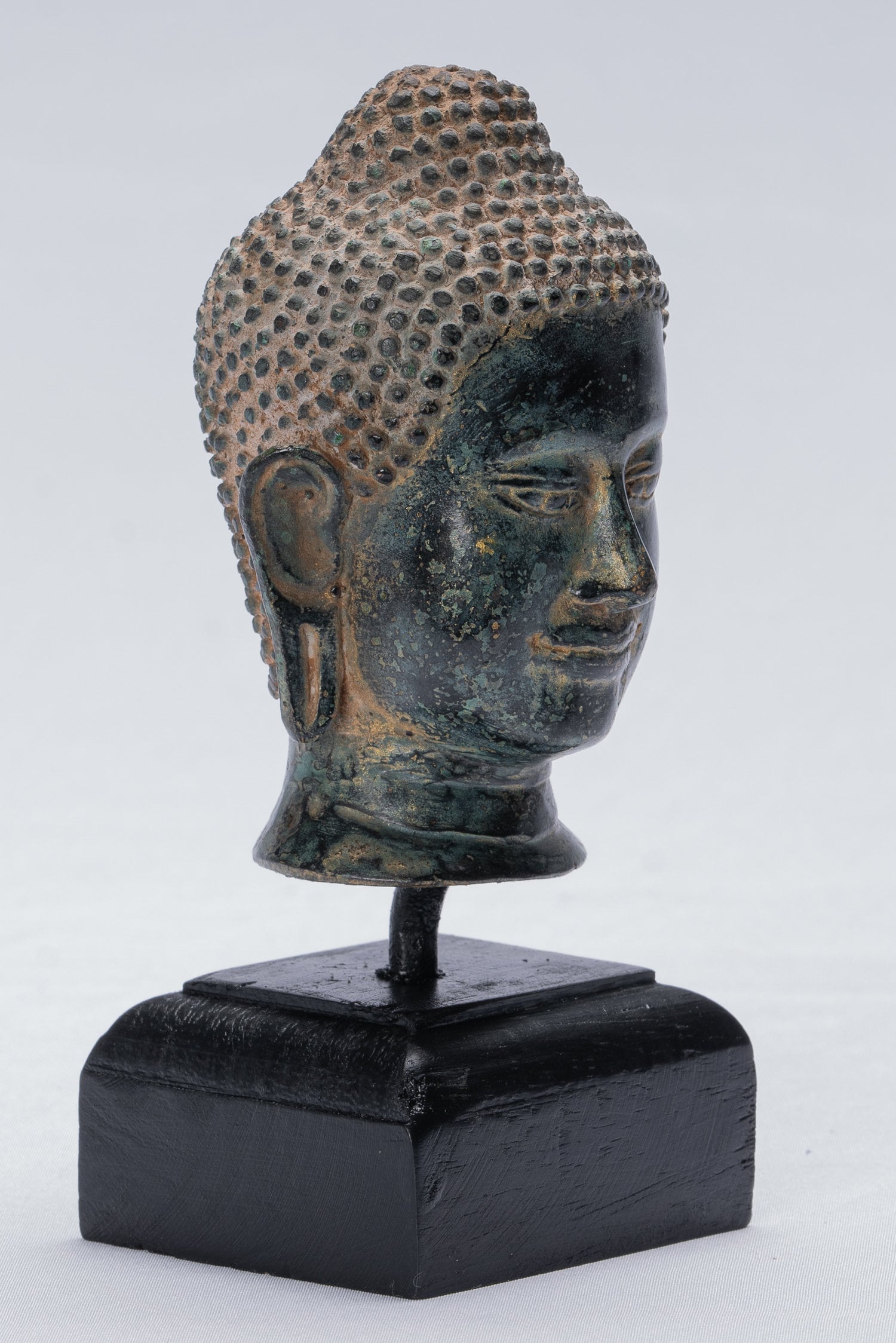 Statua Buddha - Statua della testa di bronzo di bronzo di bronzo di bronzo thailandese - 15,5 cm/6 "