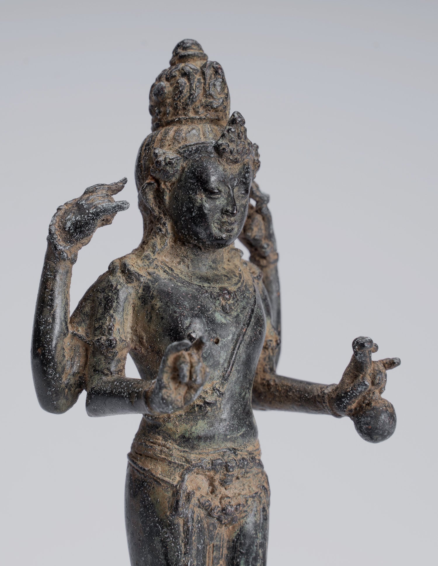 Statue Vishnu - Antique stile indonesiano Majapahit in piedi Bronzo Vishnu Statua - 20 cm/8 "