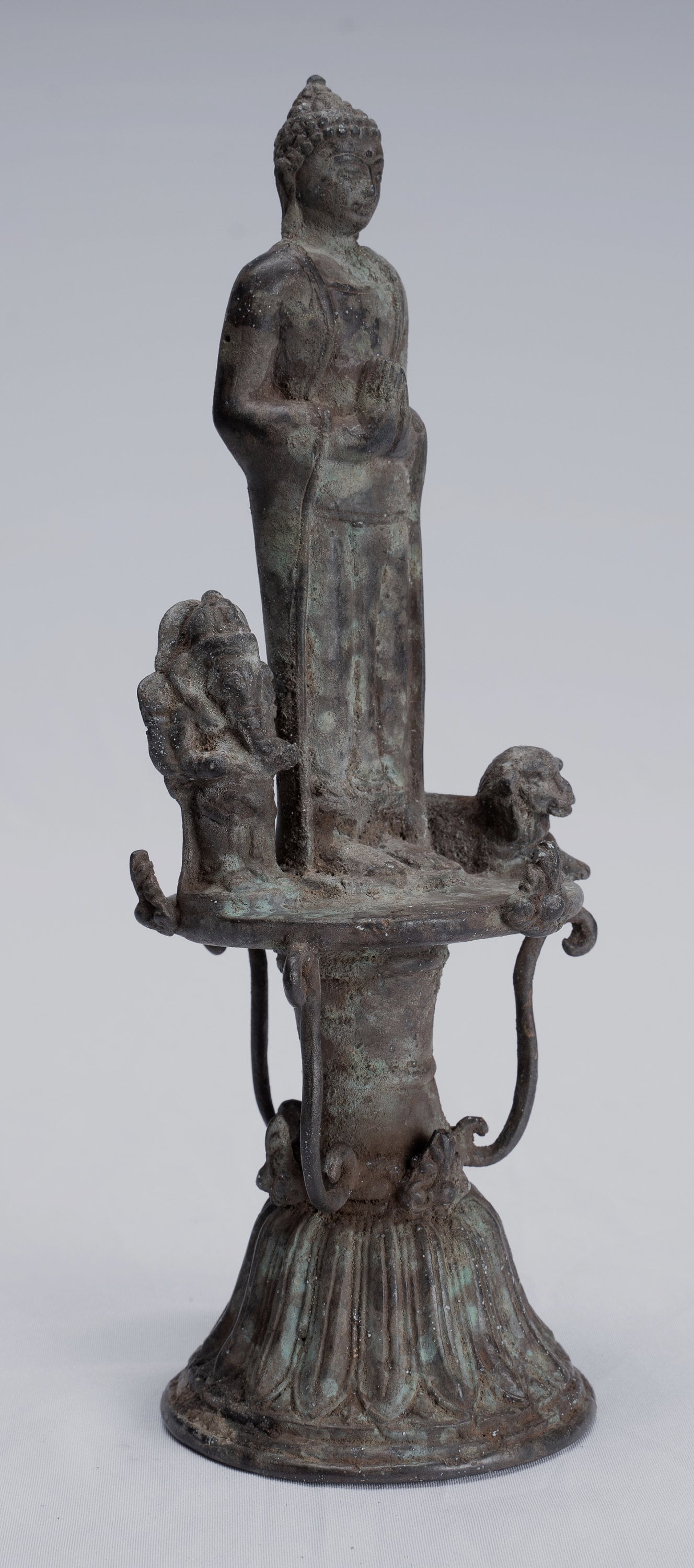 Statue Buddha - Antique stile indonesiano in piedi Adorazione giavanese Buddha - 21 cm/8 "