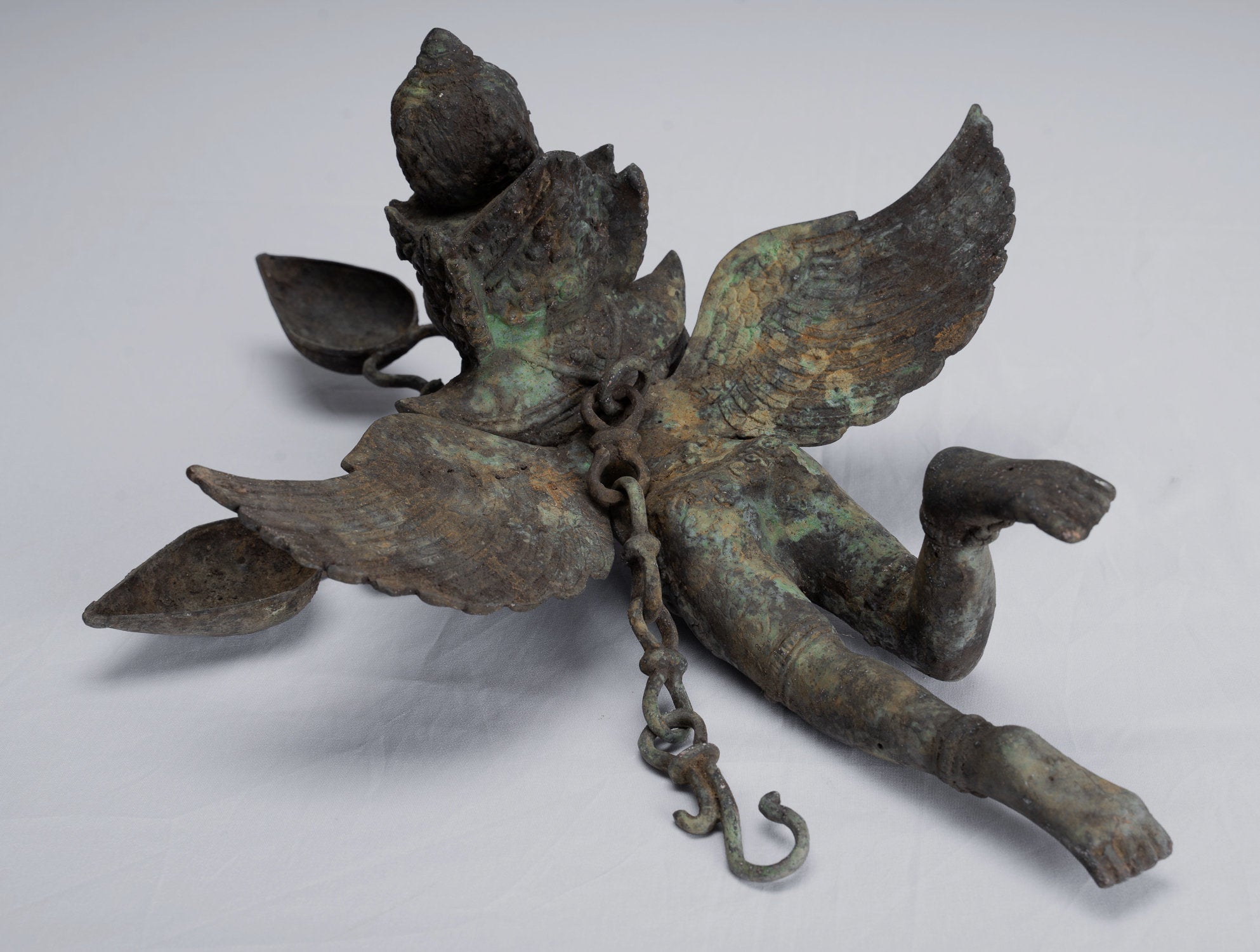 Antique in stile indonesiano sospeso bronzo majapahit garuda statua - 35cm/14 "