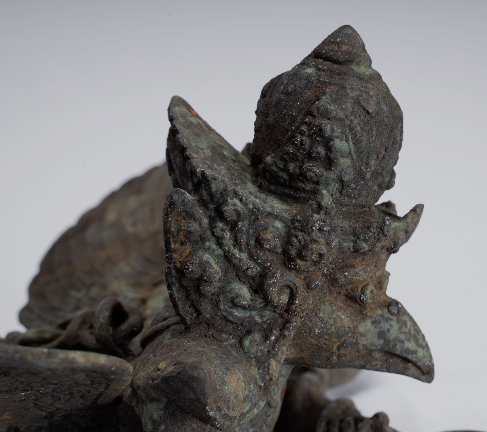 Antique in stile indonesiano sospeso bronzo majapahit garuda statua - 35cm/14 "