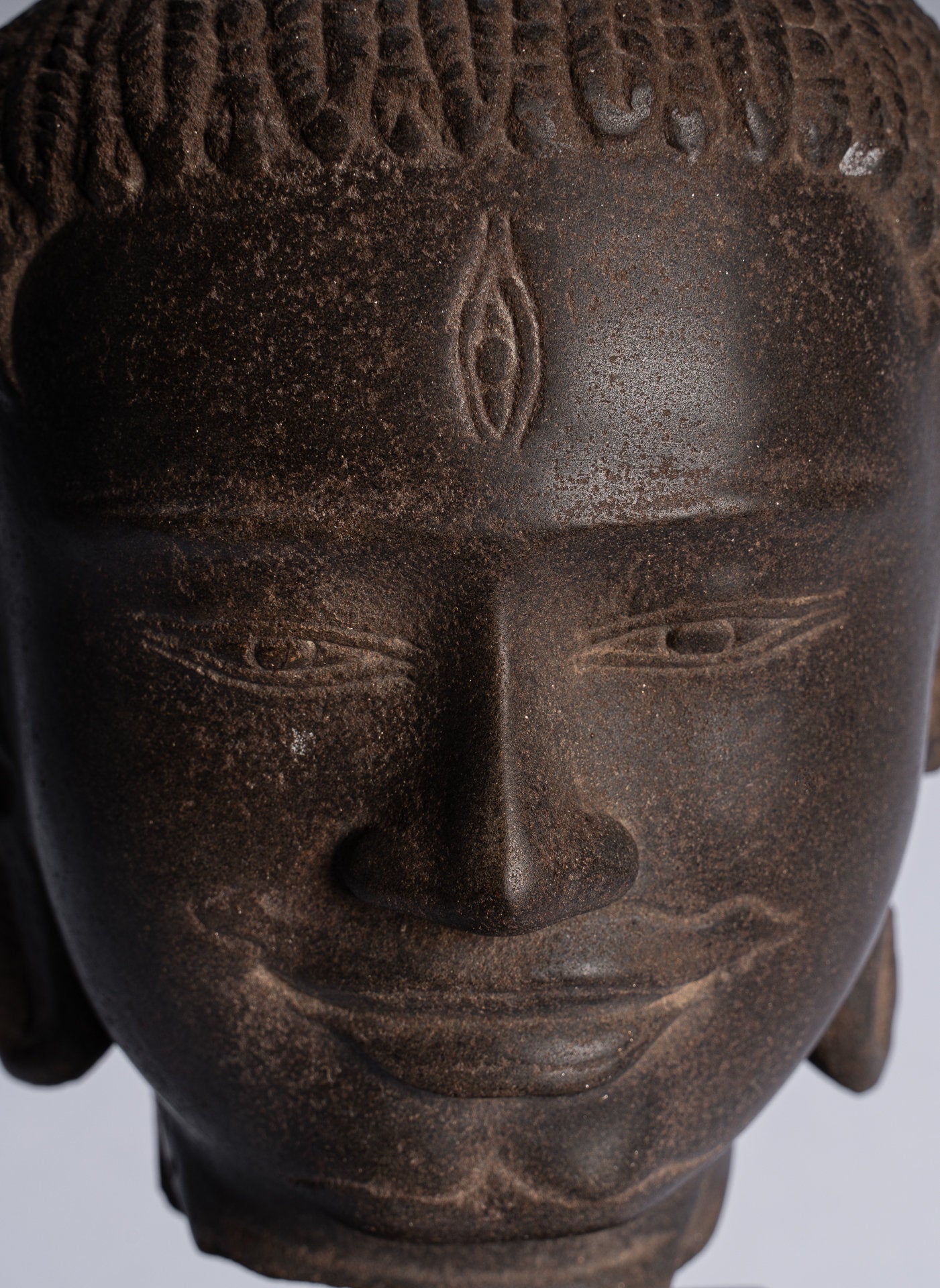 Statue Shiva - Antique Baphuon Style Khmer Stone Shiva Head Statue - The Destroyer - 30 cm/12 "