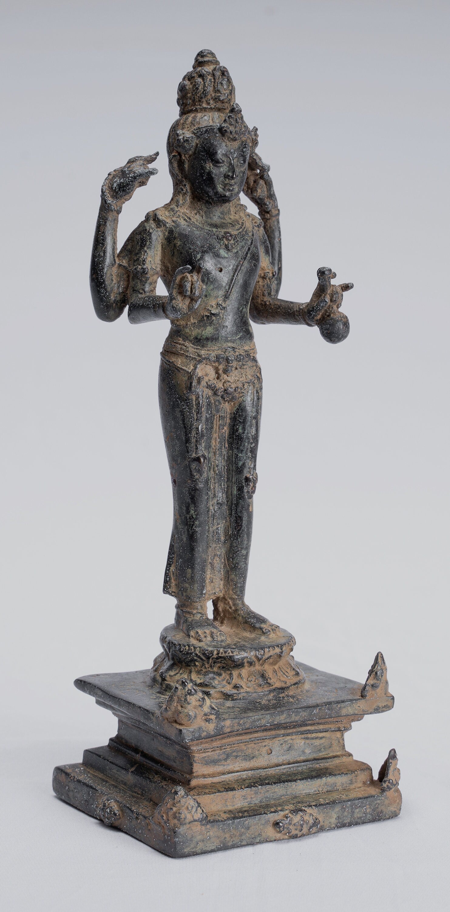 Statue Vishnu - Antique stile indonesiano Majapahit in piedi Bronzo Vishnu Statua - 20 cm/8 "