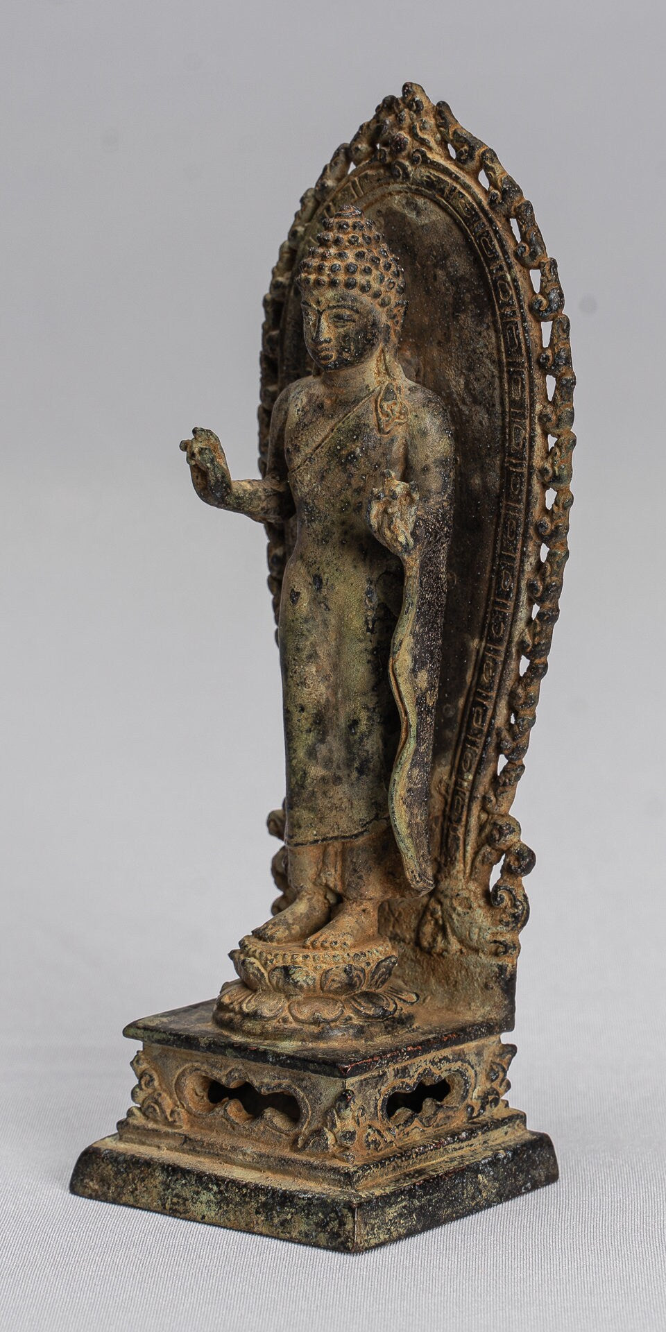 Statue di Buddha - Antique stile indonesiano in piedi bronzo giavanese insegnamento Buddha - 14 cm/6 "