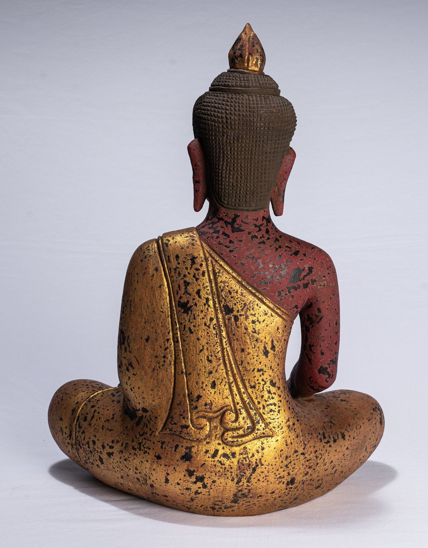 Statue di Buddha - Antique Khmer Style SE Asia Seduto l'Illuminismo in legno Statua Buddha - 52 cm/21 "
