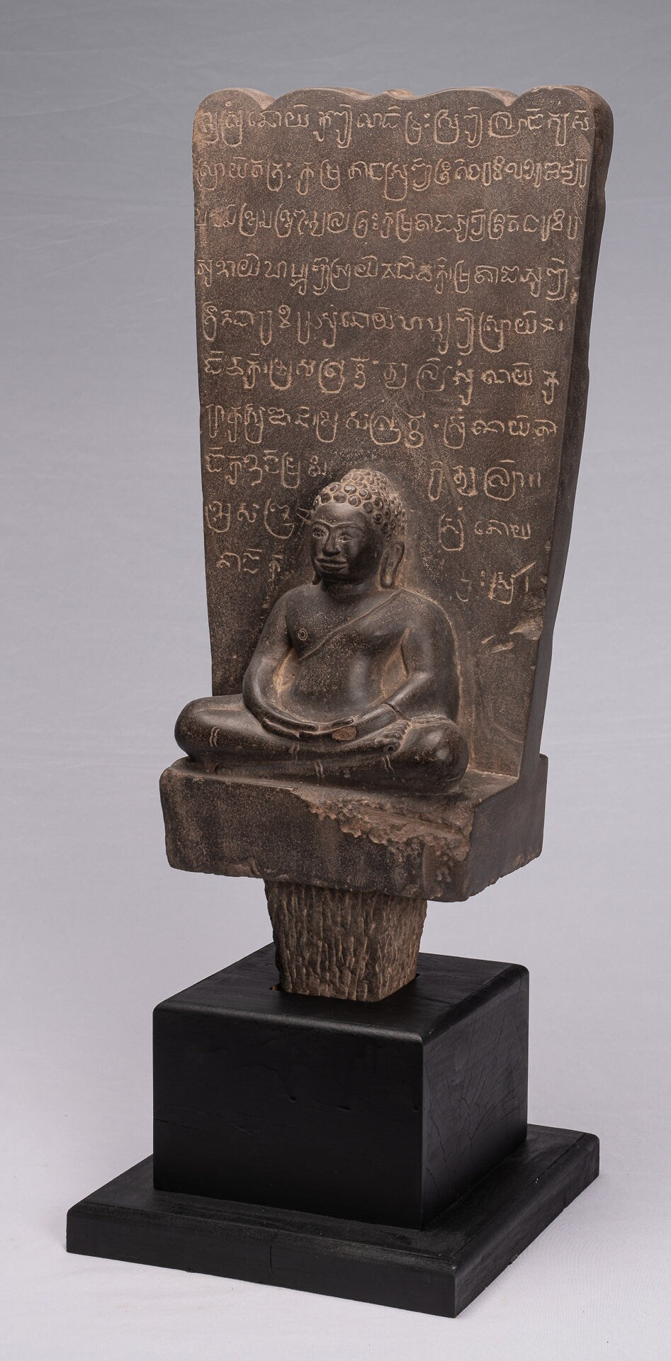 Statue Buddha - Antique Khmer Style Stele Meditazione seduta Statua Buddha - 69 cm/28 "