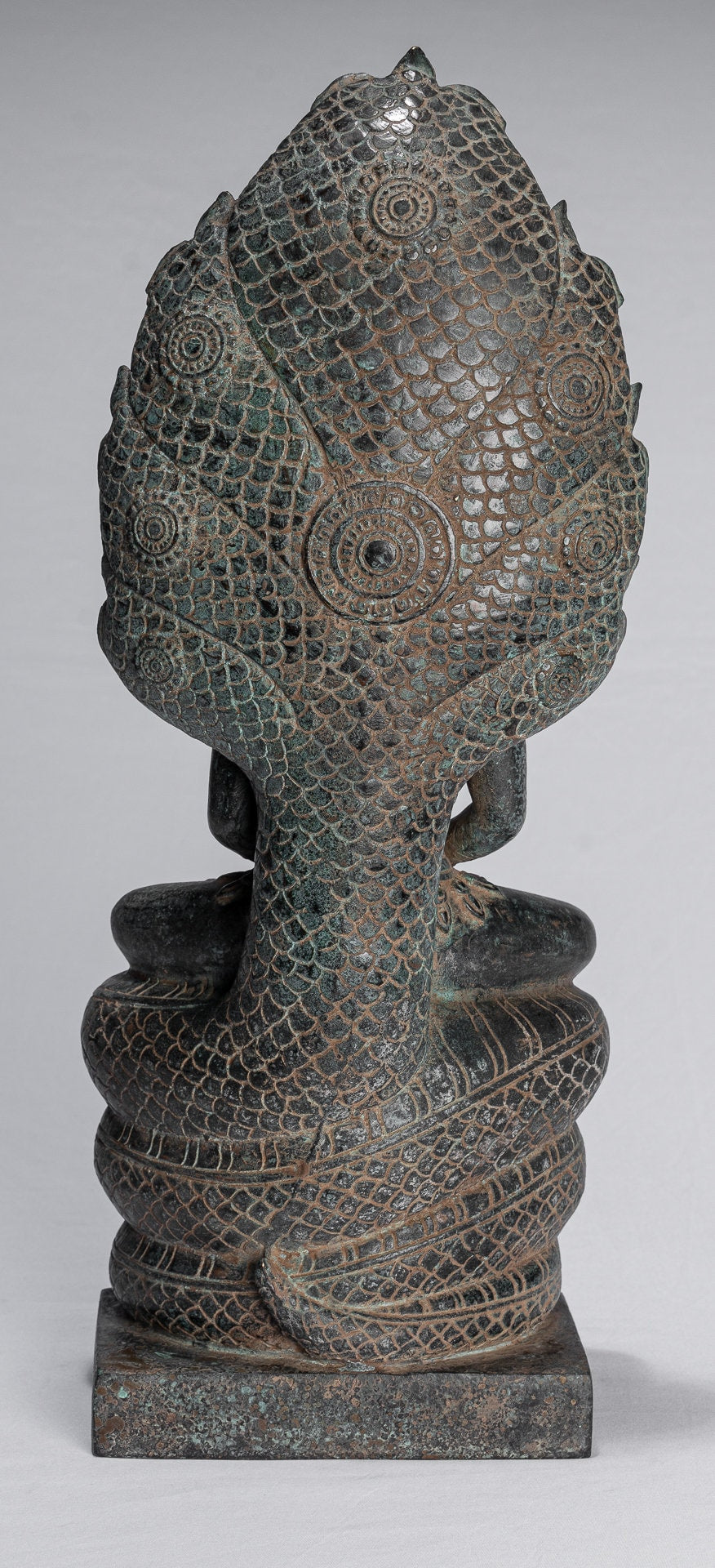 Buddha Statue-Antike Khmer Style Bronze Seated Meditation Naga Buddha Statue-46cm/18 "