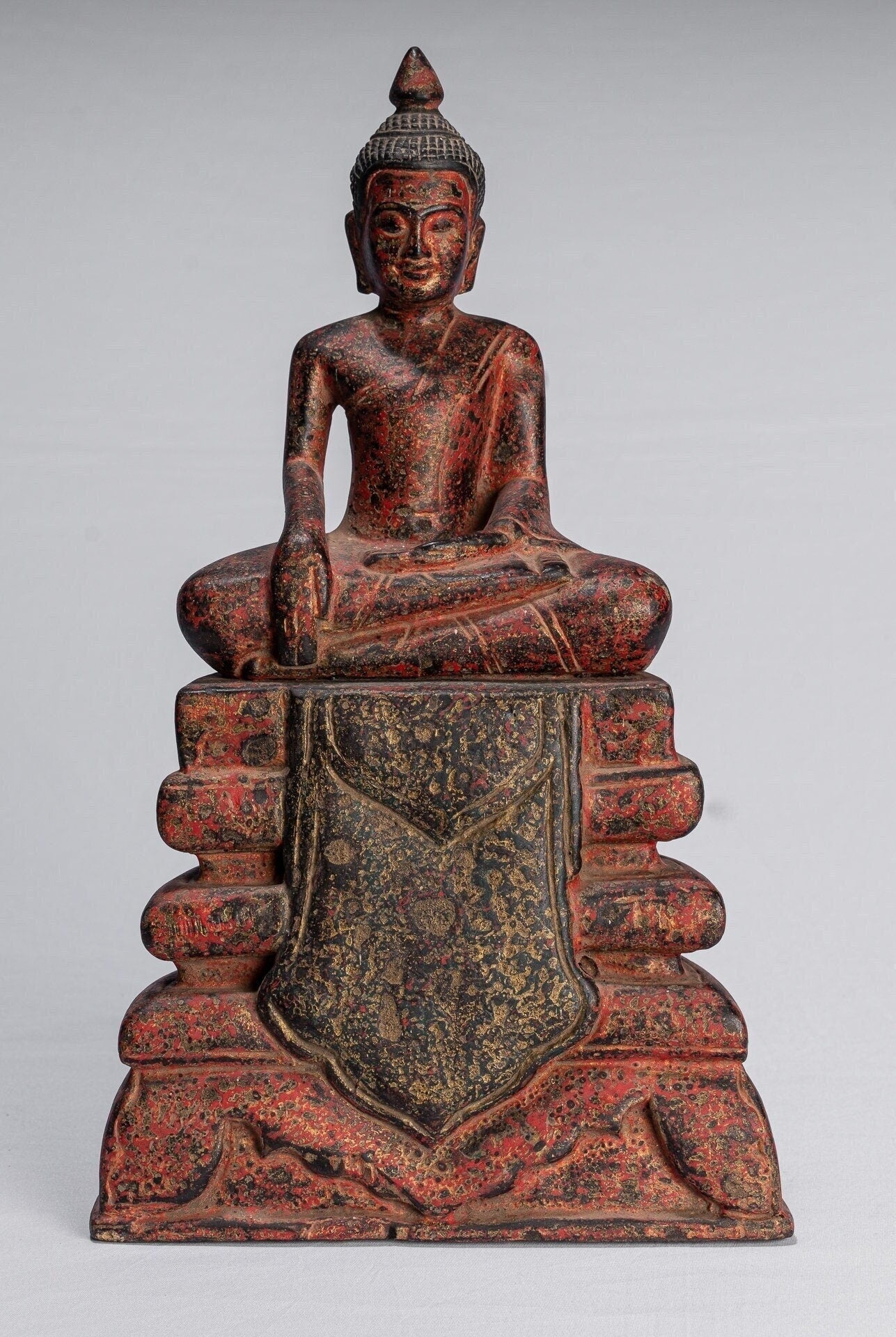 Buddha - Antique Khmer Style SE ASIA ILLUCIMENTO BUDDHA STATUE - 35 cm/14 "