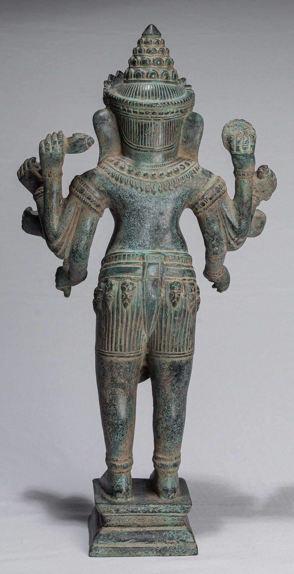 Ganesha Statue - Antique Khmer Style Mounted Standing Bronze Angkor Wat Ganesha Statue - 55cm/22"