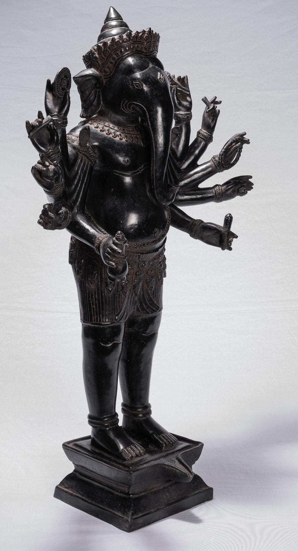 Estatua de Ganesha - Estatua de bronce de bronce de estilo jemer antiguo y yoni - 84 cm/34 "