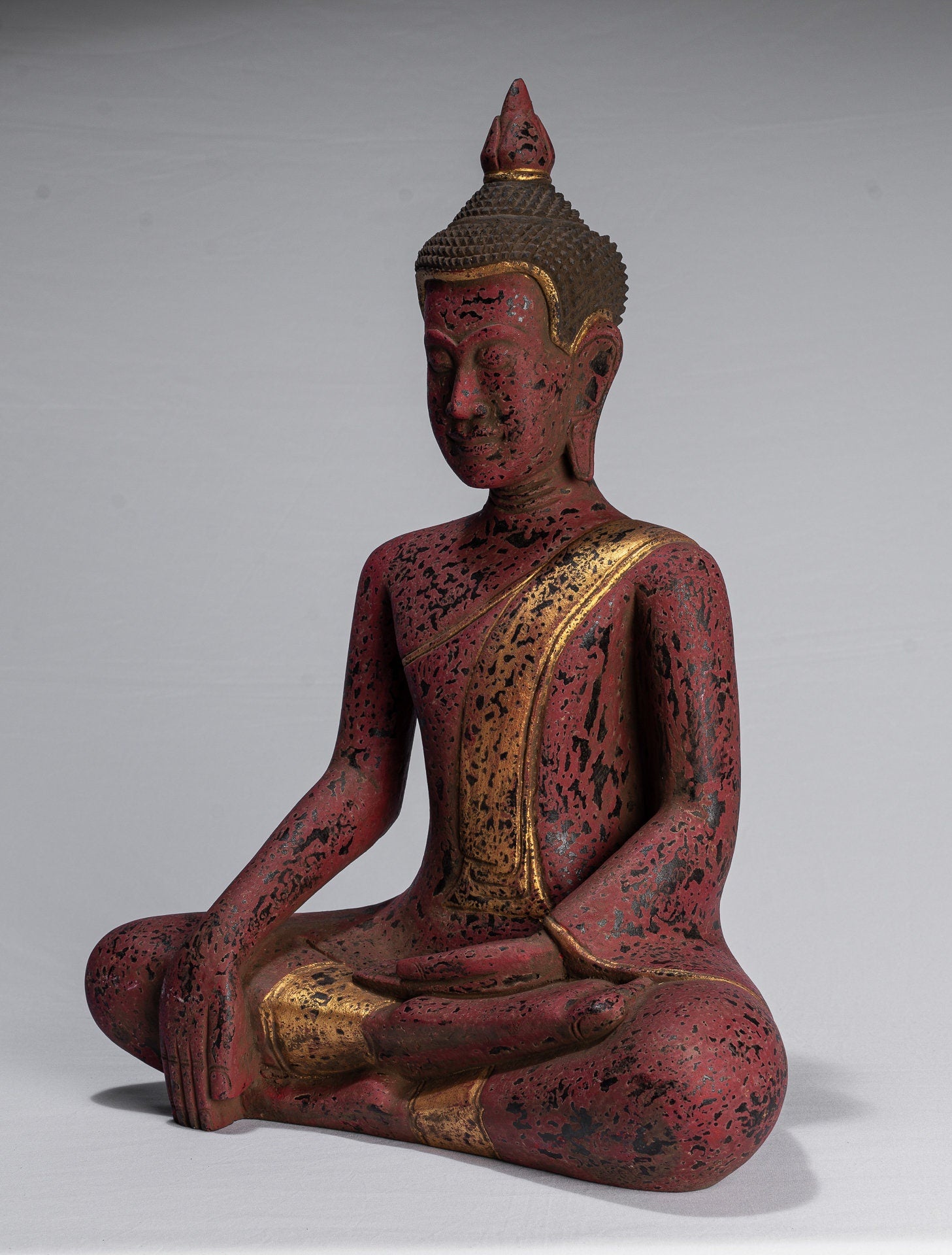 Buddha Statue, Antike Khmer Stil SE Asien Sitzende Holz Aufklärung Buddha Statue, 52cm/21"