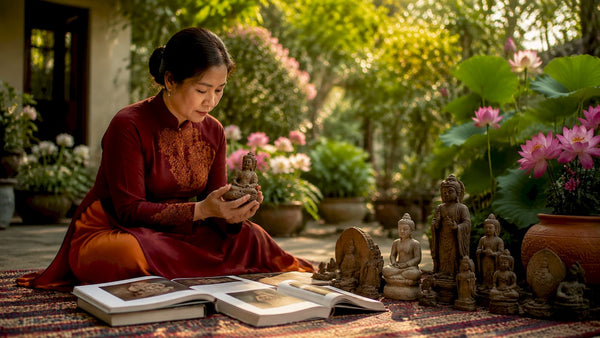 Art historian studying Vietnamese Buddhist sculptures