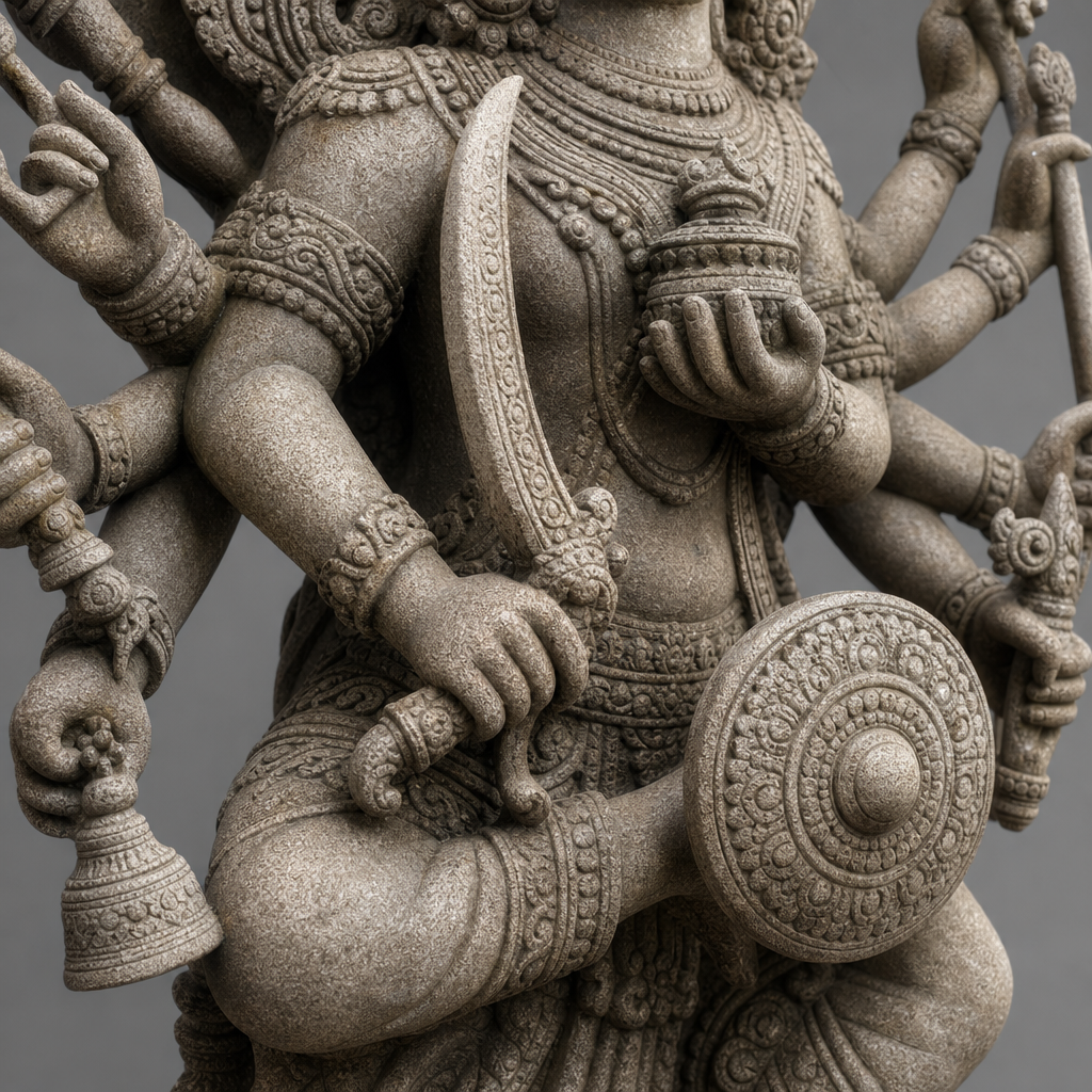 Statue de Durga : la déesse guerrière et ses huit bras