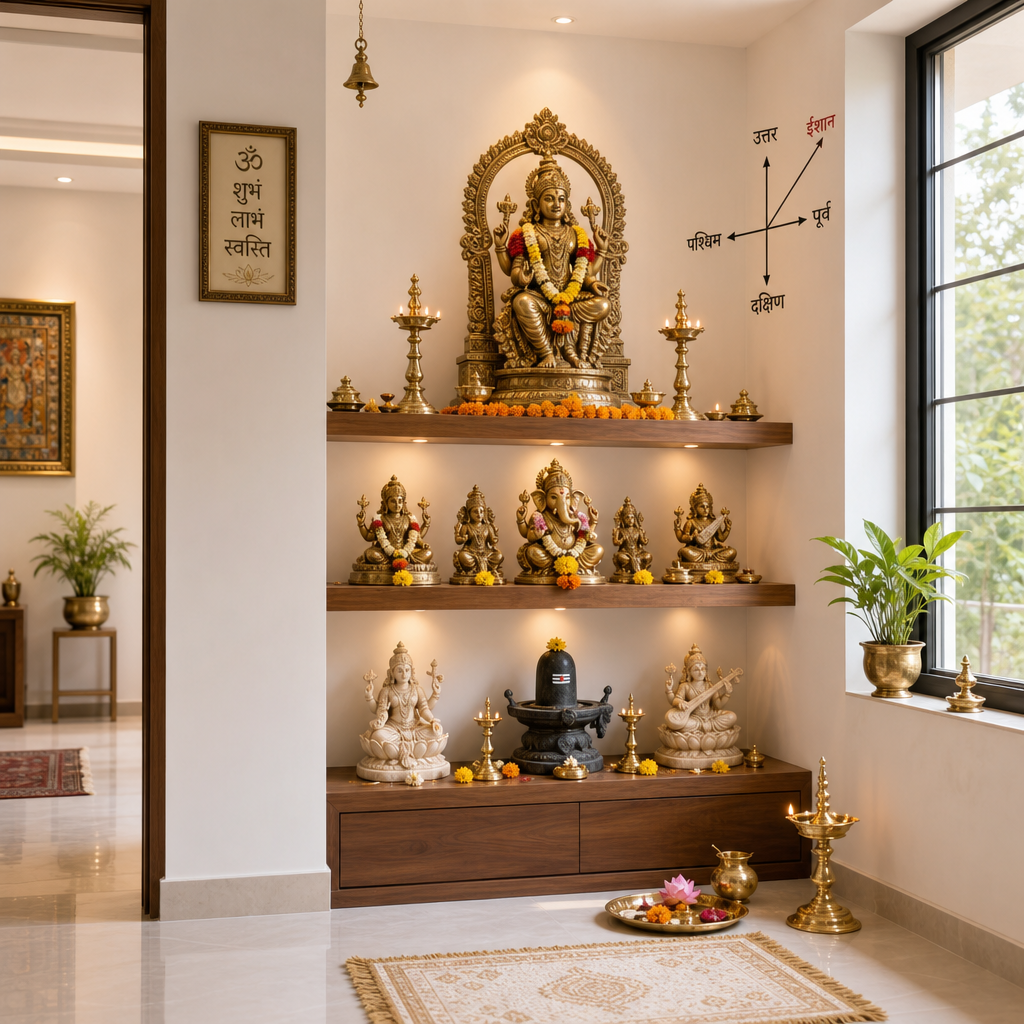 Hindu Home Altar: Vastu-Compliant Multi-Deity Setup
