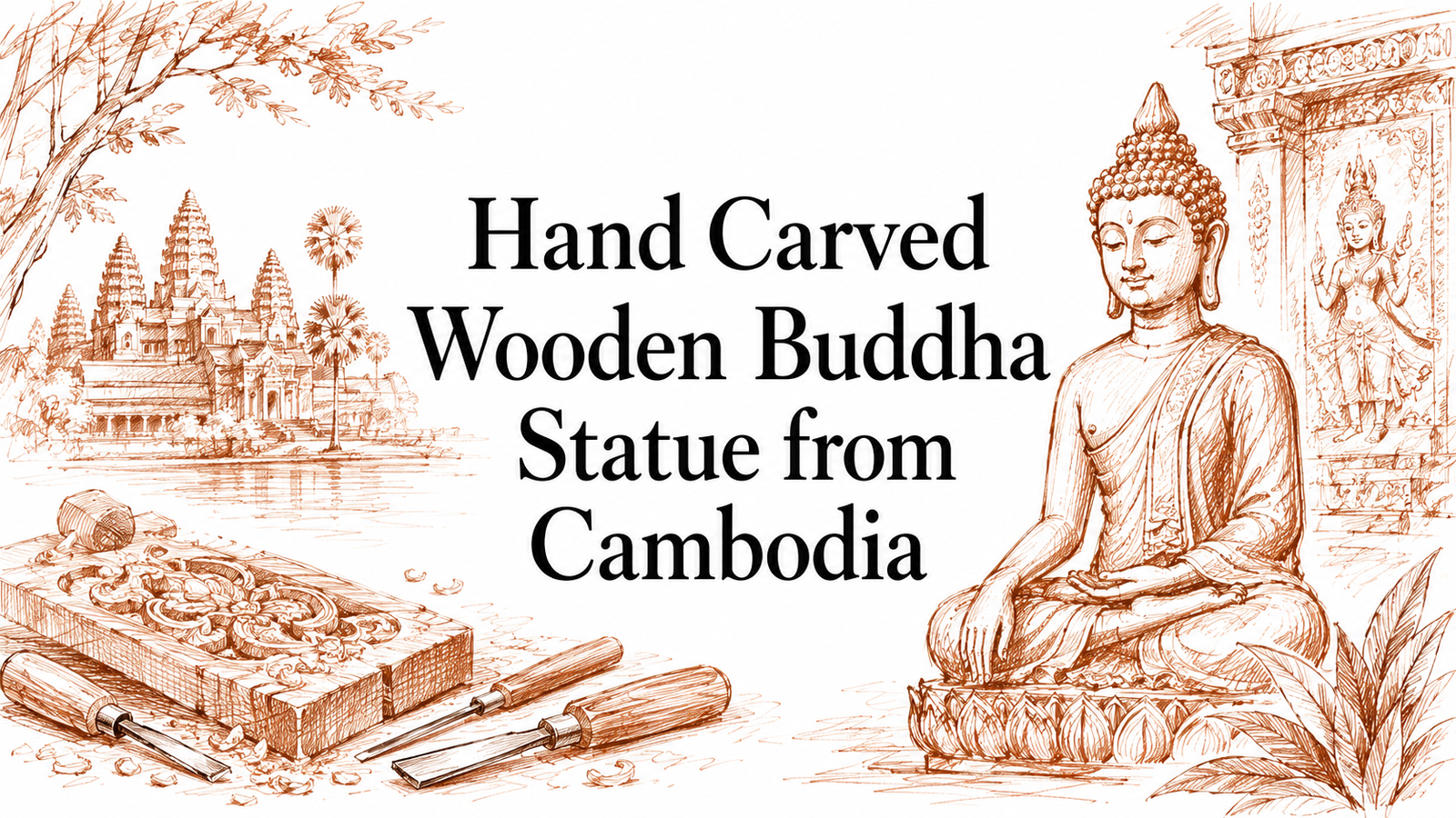Hand Carved Wooden Buddha Statue from Cambodia