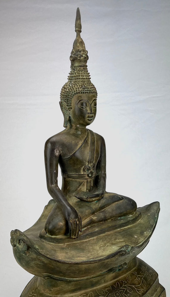 Estatua de Buda - Estatua de Buda de la Iluminación de Estilo Antiguo de Laos - 56cm/22"