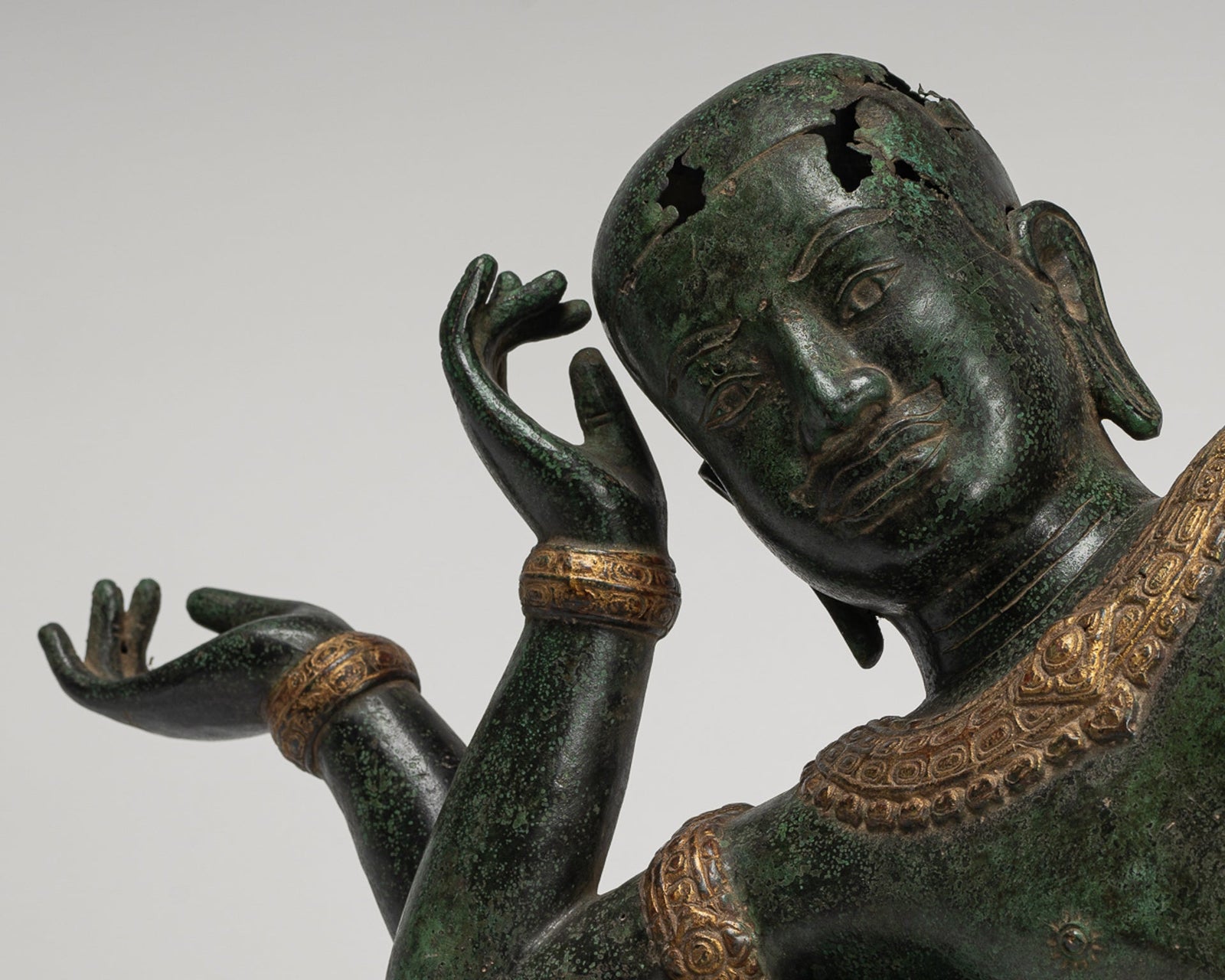 Antique Khmer Style Baphuon Reclining Bronze Vishnu Statue - 32cm/13"