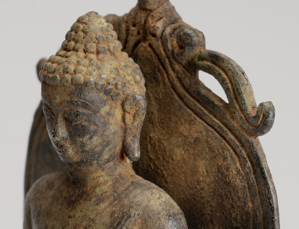 Buddha Statue - Antique Indonesian Style Bronze Seated Amitabha Meditation Buddha Statue - 16cm/6"