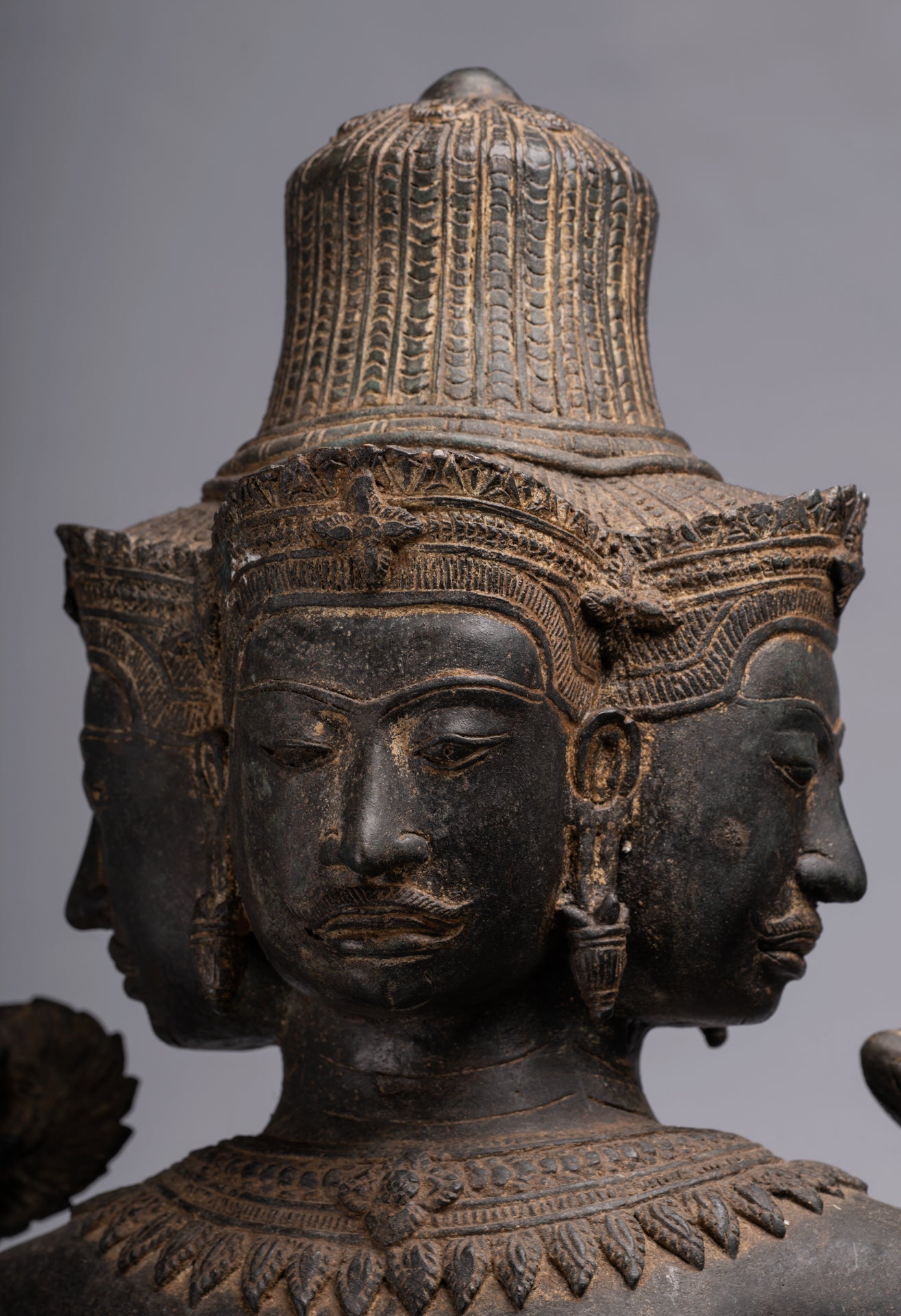 Brahma Statue - Antique Khmer Style Koh Ker Standing Bronze Brahma - Hindu God Creation - 97cm/39"