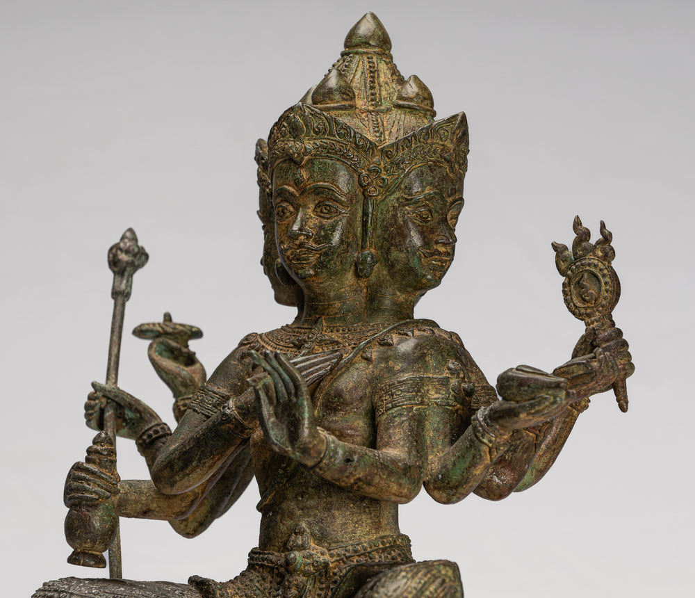 Brahma Statue - Antique Thai Style Bronze Brahma - Hindu God Creation - 43cm/17"