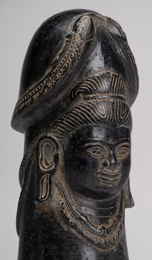 Antique Khmer Style Bronze Shiva Linga / Lingnum - 22cm/9"