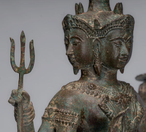 Trimurti Statue - Antique Thai Style Trimurti Shiva Brahma Vishnu Statue - 84cm/34"