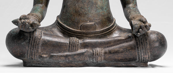 Buddha Statue - Antique Khmer Style Bronze Varada or Charity Angkor Wat Buddha Statue - 54cm/22"