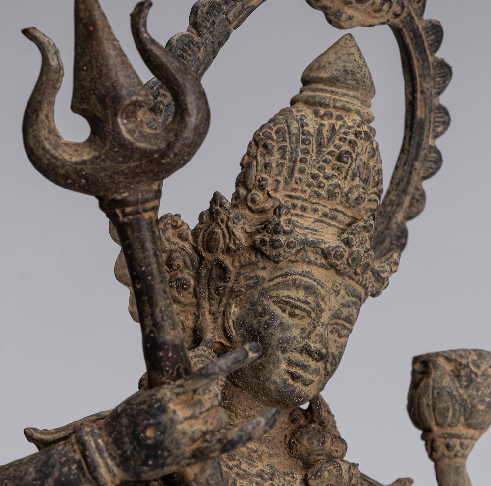 Kali Statue - Antique Java Style Majapahit Standing Bronze Kali or Mahakali Statue - 42cm/17"