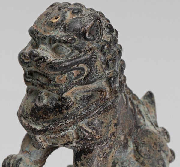 Antique Chinese Style Temple Guardian Lions Shishi Lions Foo Dogs Imperial Lions (Pair) - 10cm/4"