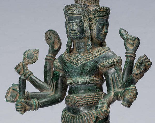 Brahma Statue - Antique Khmer Style Koh Ker Standing Bronze Brahma - Hindu God Creation - 53cm/21"