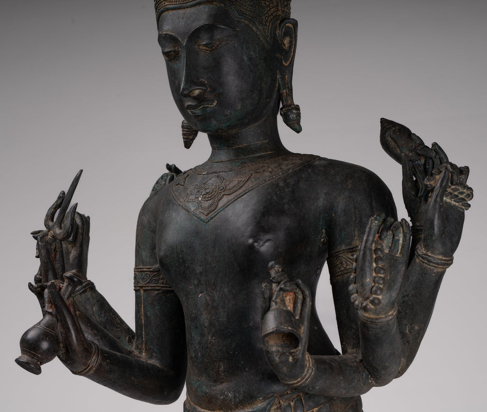 Vishnu Statue - Antique Thai Style Standing Bronze Vishnu Statue - 112cm/45"