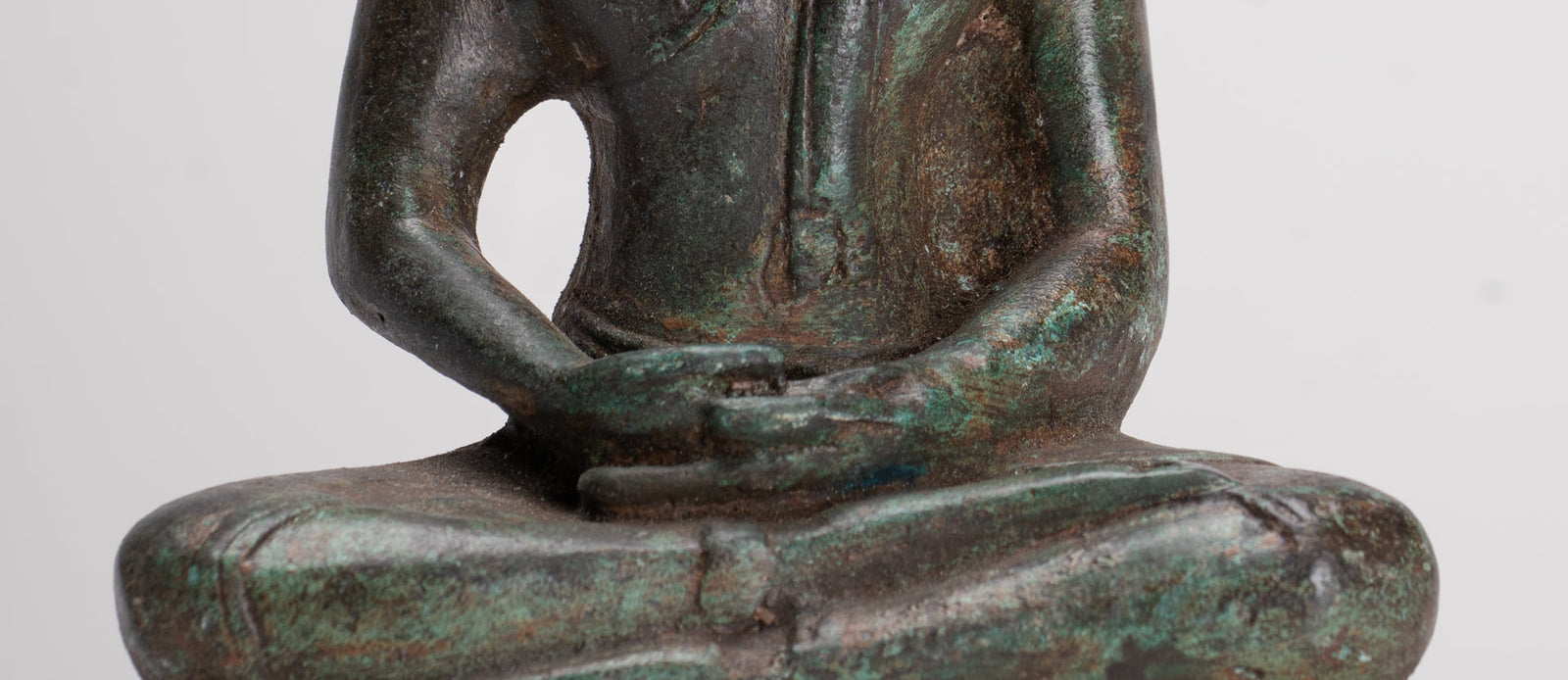 Escultura de Buda - Estatua de Buda de meditación Sukhothai sentado de bronce de estilo tailandés antiguo - 15 cm/6"