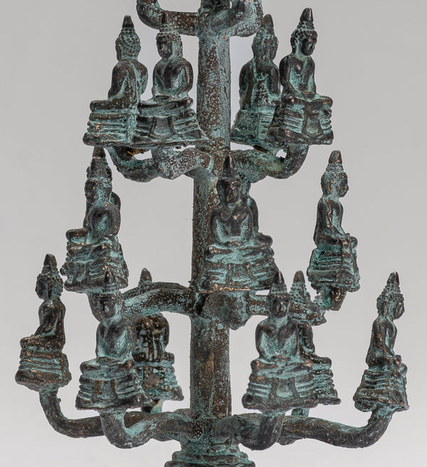 Buddha Sculpture - Antique Thai Style Bronze Seated Meditation Buddha Statues - 18cm/7"