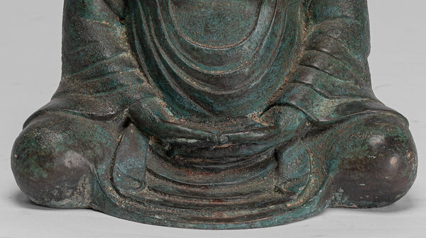 Japanese Buddha - Antique Japanese Style Bronze Seated Meditation Amitabha Buddha Statue - 30cm/12"