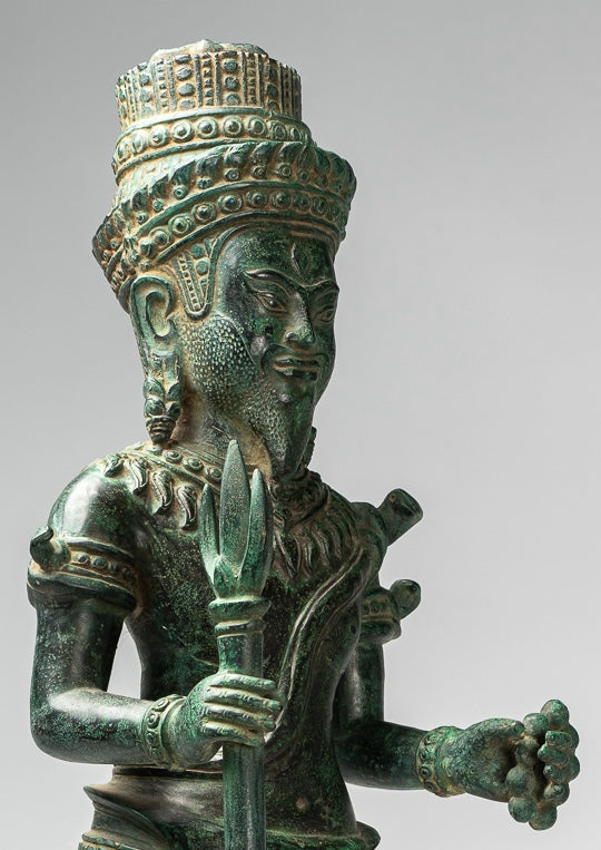 Rishi Statue - Antique Khmer Style Standing Bronze Rishi or Wise Man - 73cm/29"