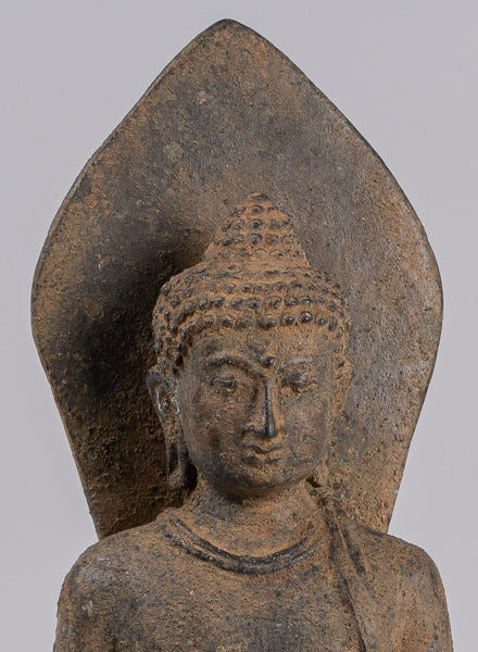 Buddha Statue - Antique Indonesian Style Bronze Javanese Teaching Buddha - 45cm/18"