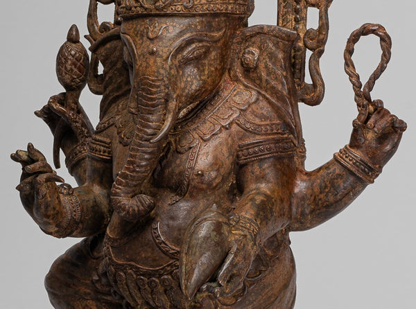 Large Ganesha Statue - Antique Thai Style Bronze Dancing Ganesh Statue - 85cm/34"