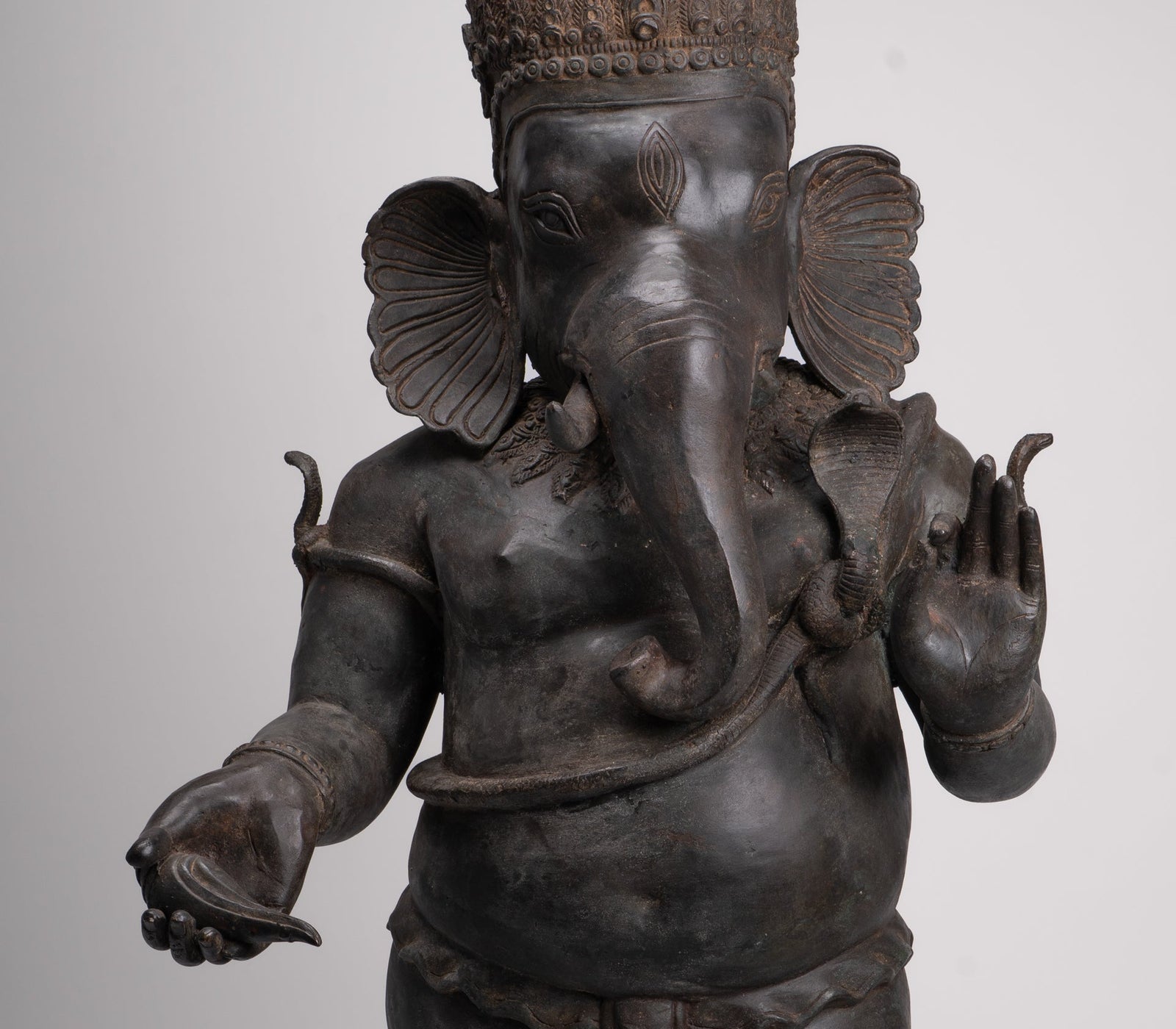 Gran estatua de Ganesha - Estatua de Ganesh de estilo tailandés antiguo con concha - 135 cm/54 "