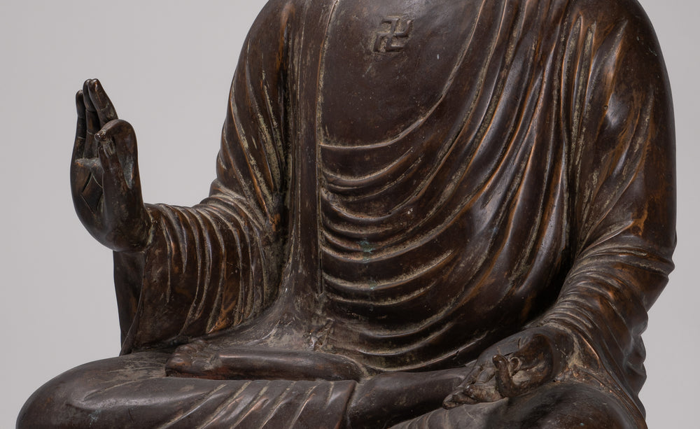 Masterpiece Buddha Statue - Antique Tibet Style Seated Teaching Buddha Statue - 89cm/36"
