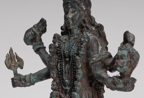 Kali Statue - Antique Indian Style Standing Bronze Kali or Mahakali Statue - 20cm/8"