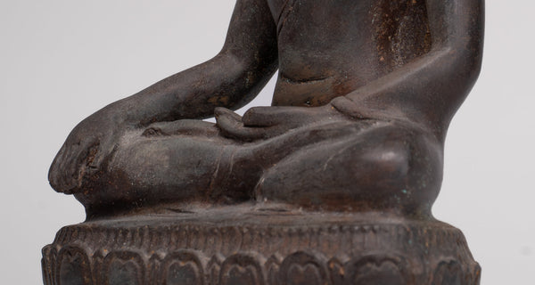 Buddha Statue - Antique Thai Style Bronze Chiang Saen Enlightenment Buddha Statue - 23cm/9"