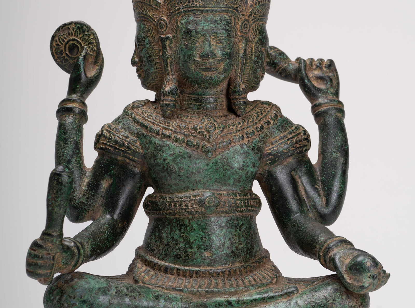 Statue de Brahma – Bronze antique de style khmer à 4 bras Bayon Brahma – Création de Dieu hindou – 31 cm/12"
