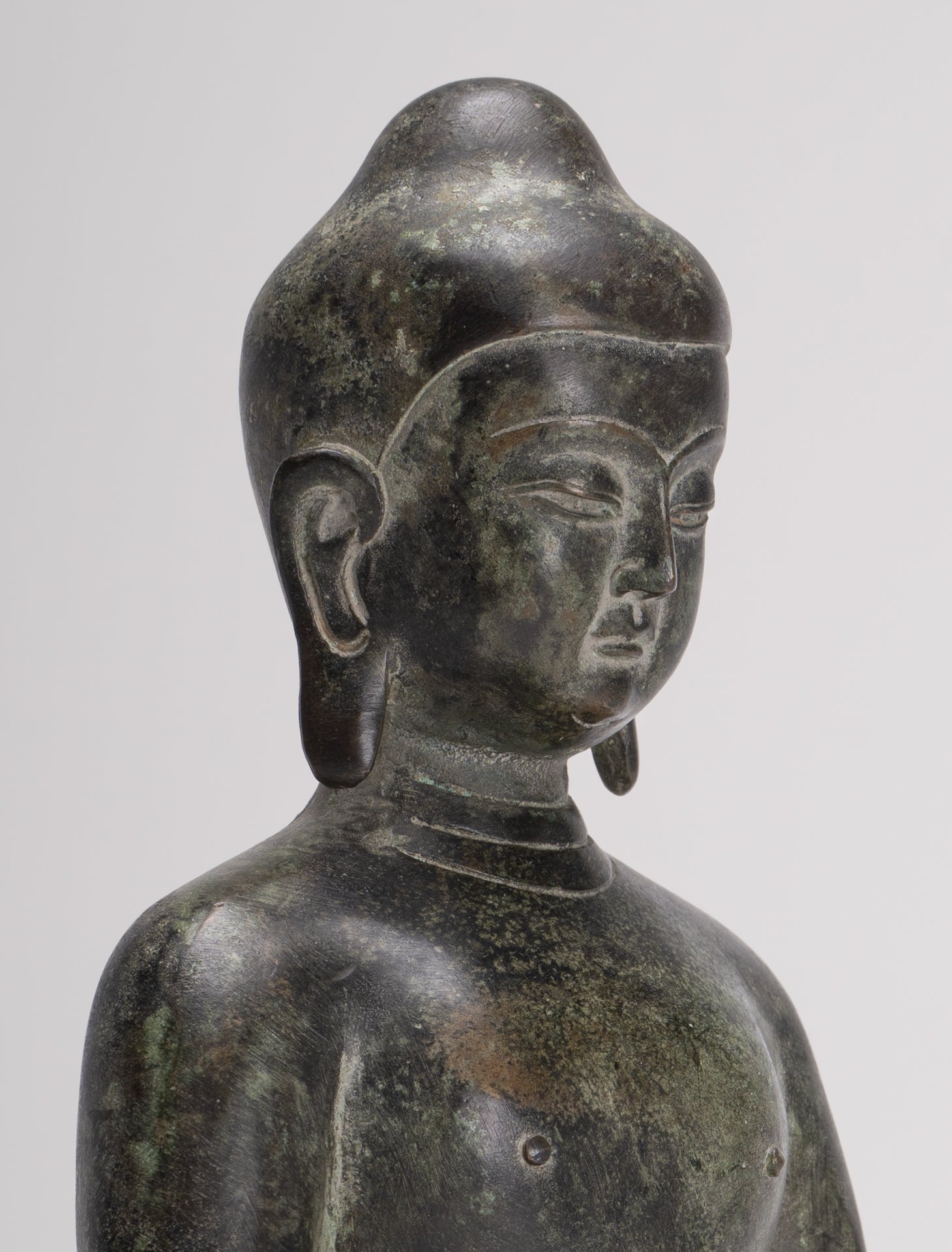 Estatua de Buda Amitabha de meditación sentada de bronce de estilo japonés antiguo - 28 cm / 11 "