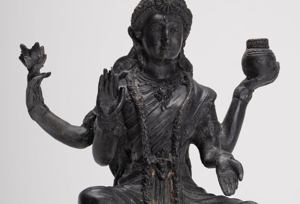 Shiva Statue - Antique Indian Style Bronze Seated 4-Arm Shiva Statue - 25cm/10"