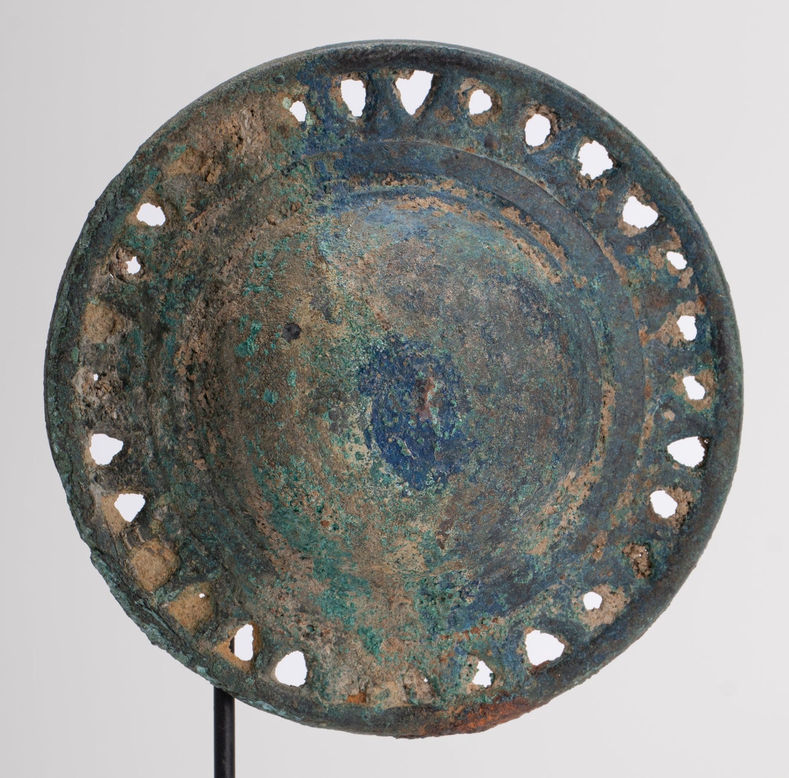 Antique Khmer Style Mounted Bronze Mandala Belt Buckle - 16cm/6"