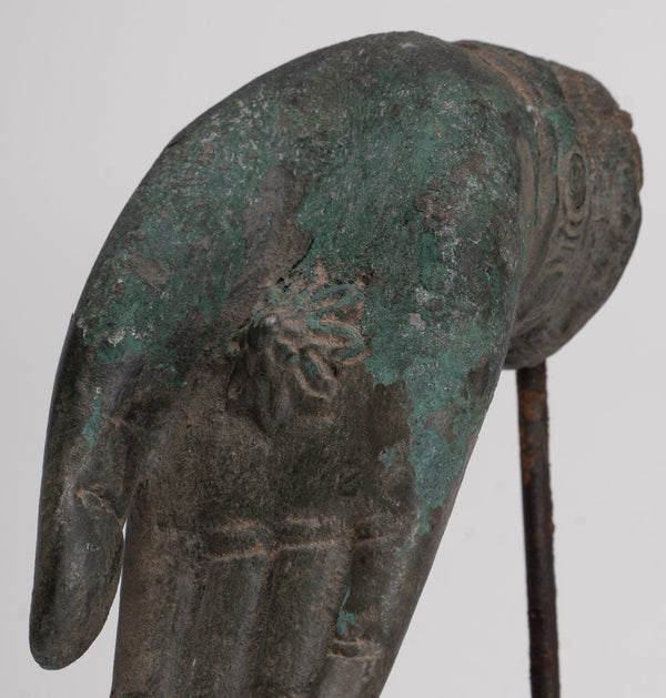 Mounted Antique Thai Style Southeast Asia Bronze Thai Protection Hand - 12.5cm/5"