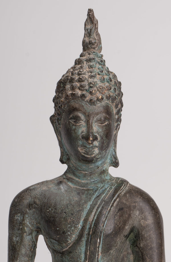 Buddha Statue - Antique Sukhothai Style Thai Enlightenment Buddha Statue - 19.5cm/8"